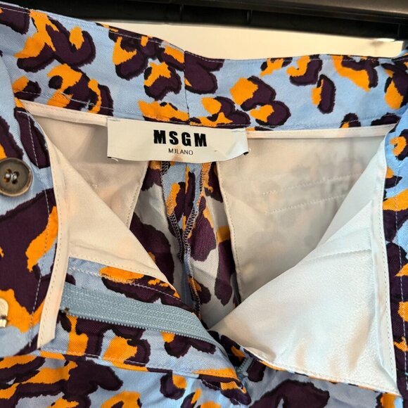 MSGM Animal Print Pattern Pant Size 42 Color Blue Orange - Picture 3 of 5